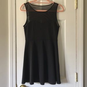 Black Fit-and-Flare Sheer Dress